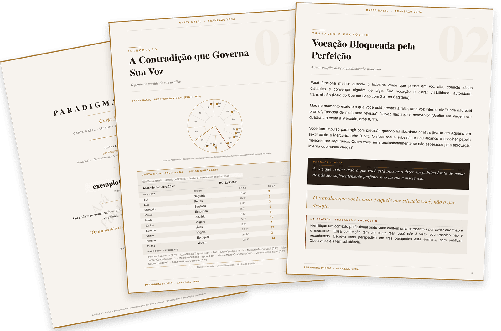 Página real do seu relatório de Carta Astral, com o Cantinho da Verdade